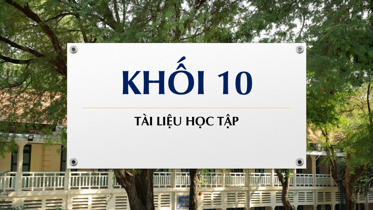 Tài liệu học tập môn Hoá khối 10