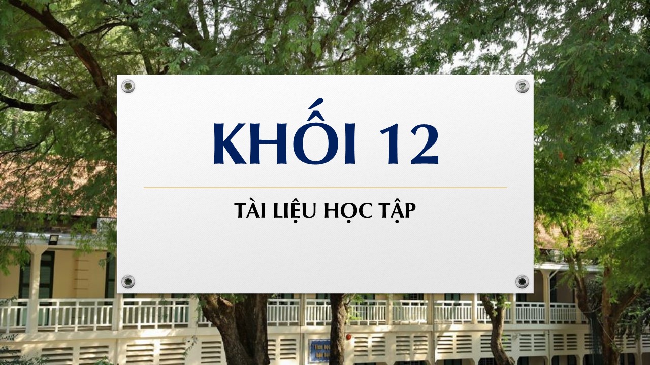 Tài liệu học tập môn Hoá khối 12