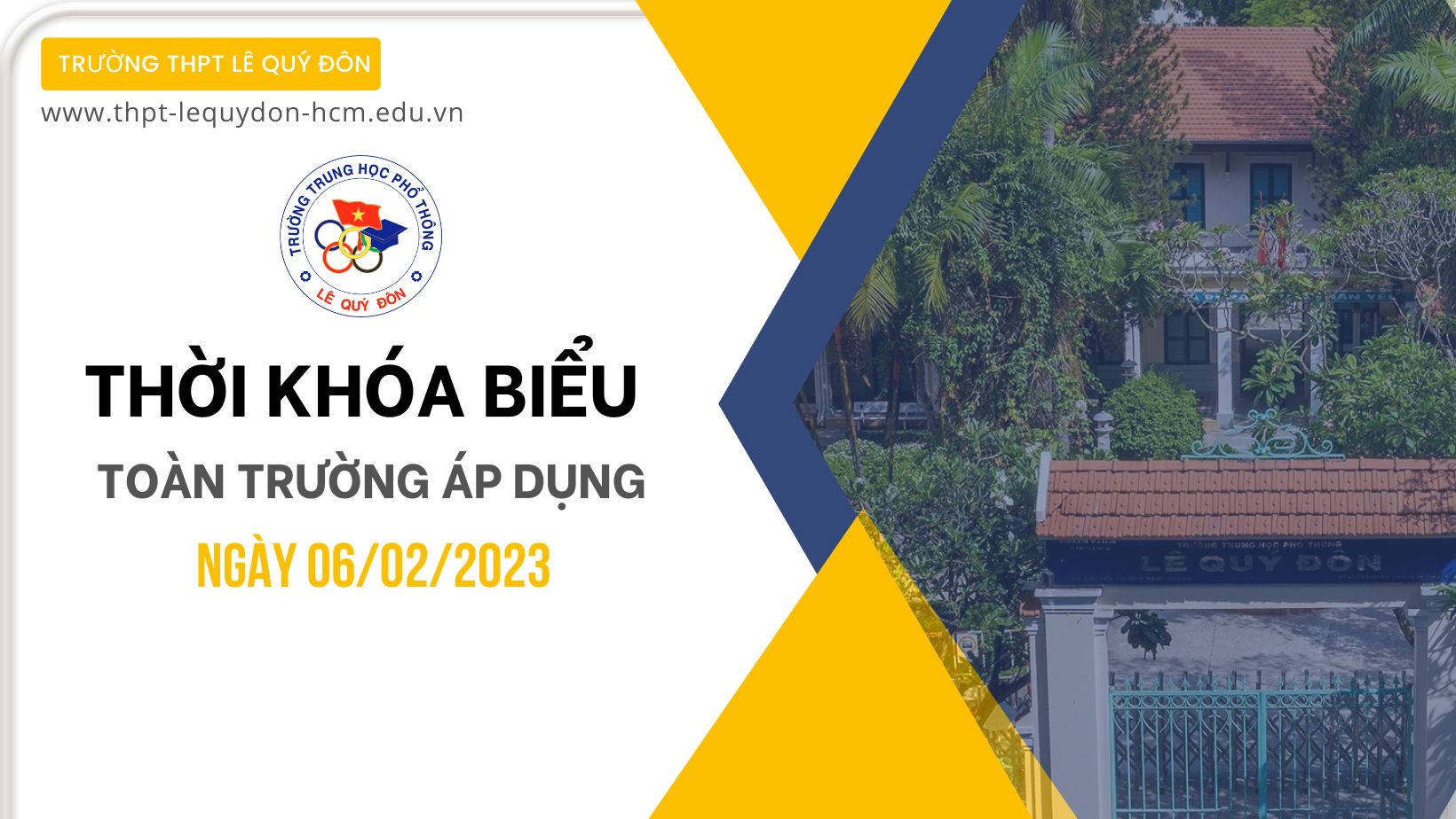 Thời khóa biểu toàn trường áp dụng từ ngày 06/02/2023