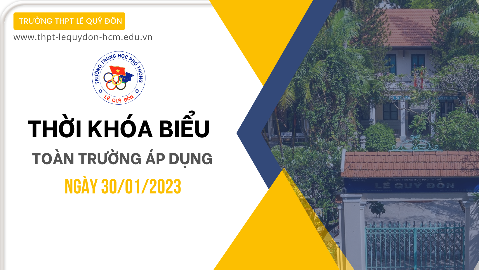 Thời khóa biểu toàn trường áp dụng từ ngày 30/01/2023