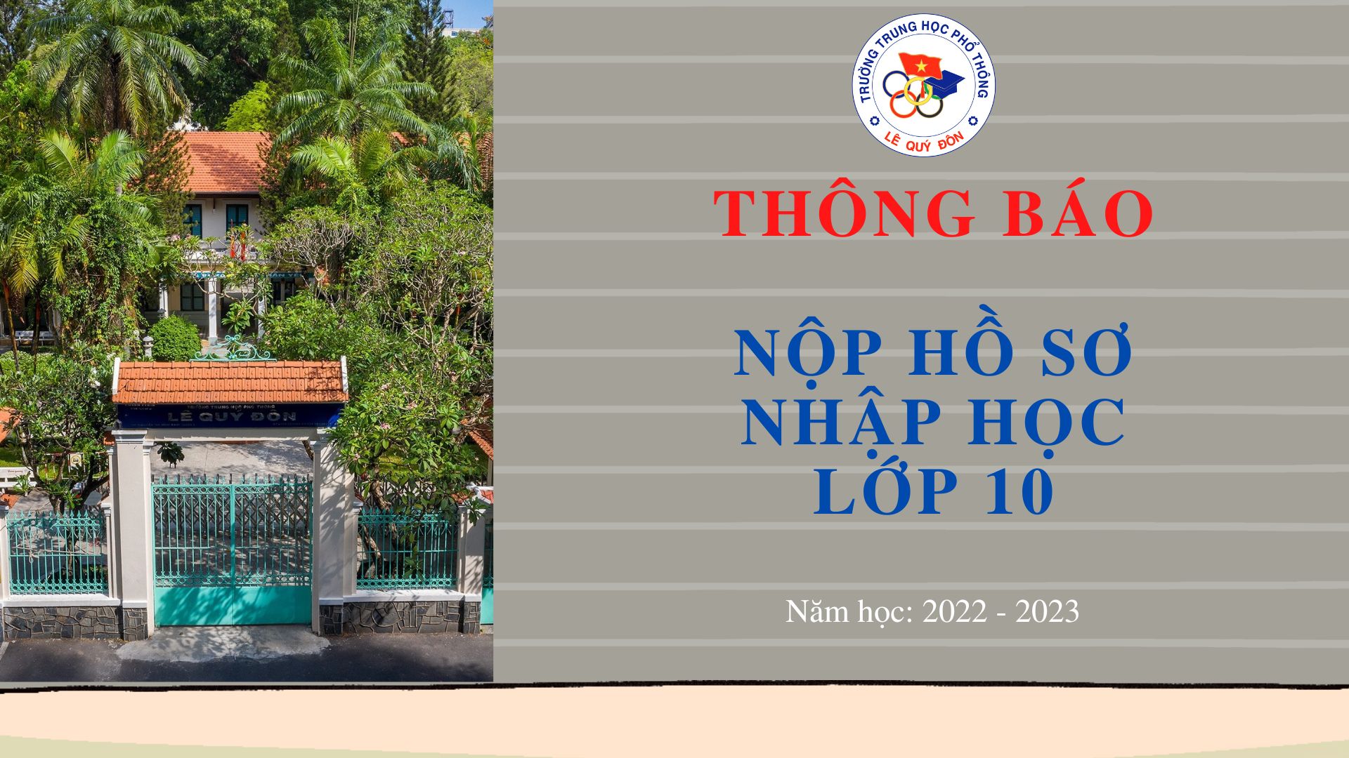 Thông báo nộp hồ sơ nhập học vào lớp 10 năm học 2022-2023