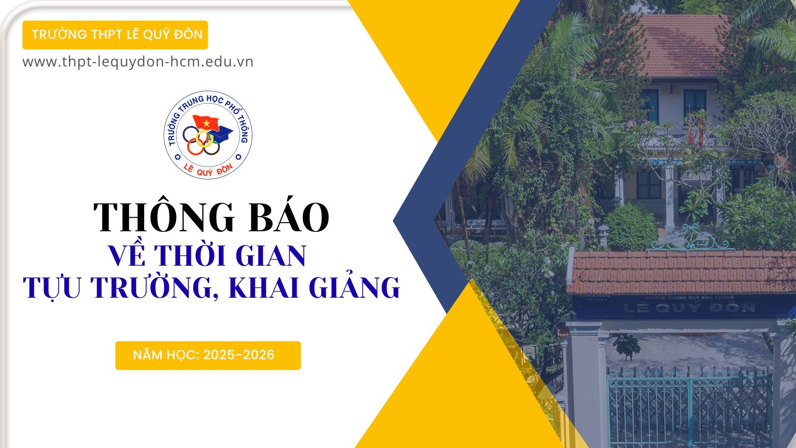 THÔNG BÁO Về thời gian tựu trường, khai giảng năm học 2025 – 2026