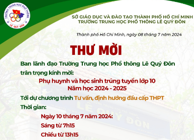 Thư mời tham dự chương trình tư vấn, định hướng đầu cấp