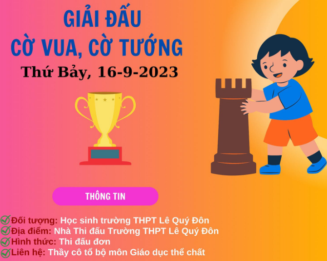 Tổ chức giải đấu cờ vua - cờ tướng Trường THPT Lê Quý Đôn
